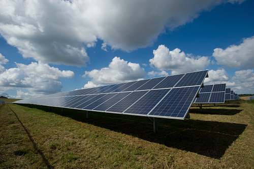 solar solar panels on green field energy